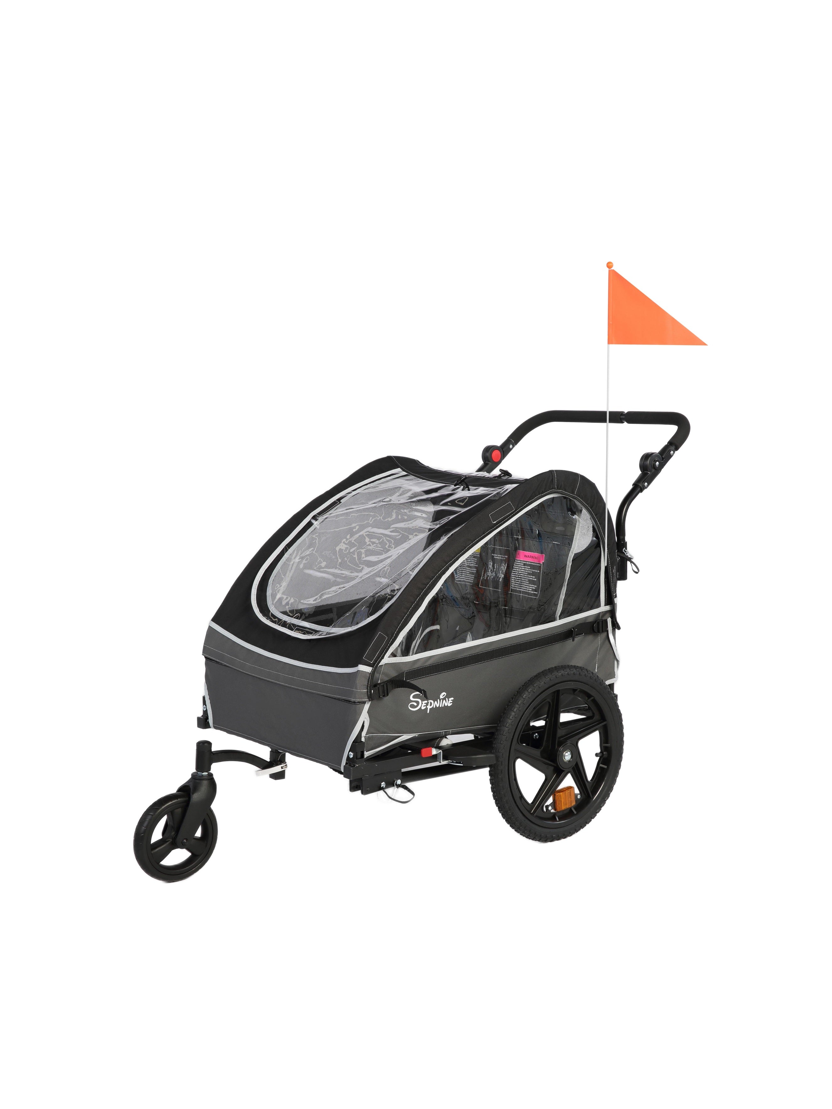 Kids Bike Trailer, 2 in 1 Canopy Carrier Converts to Stroller (BT609V2)