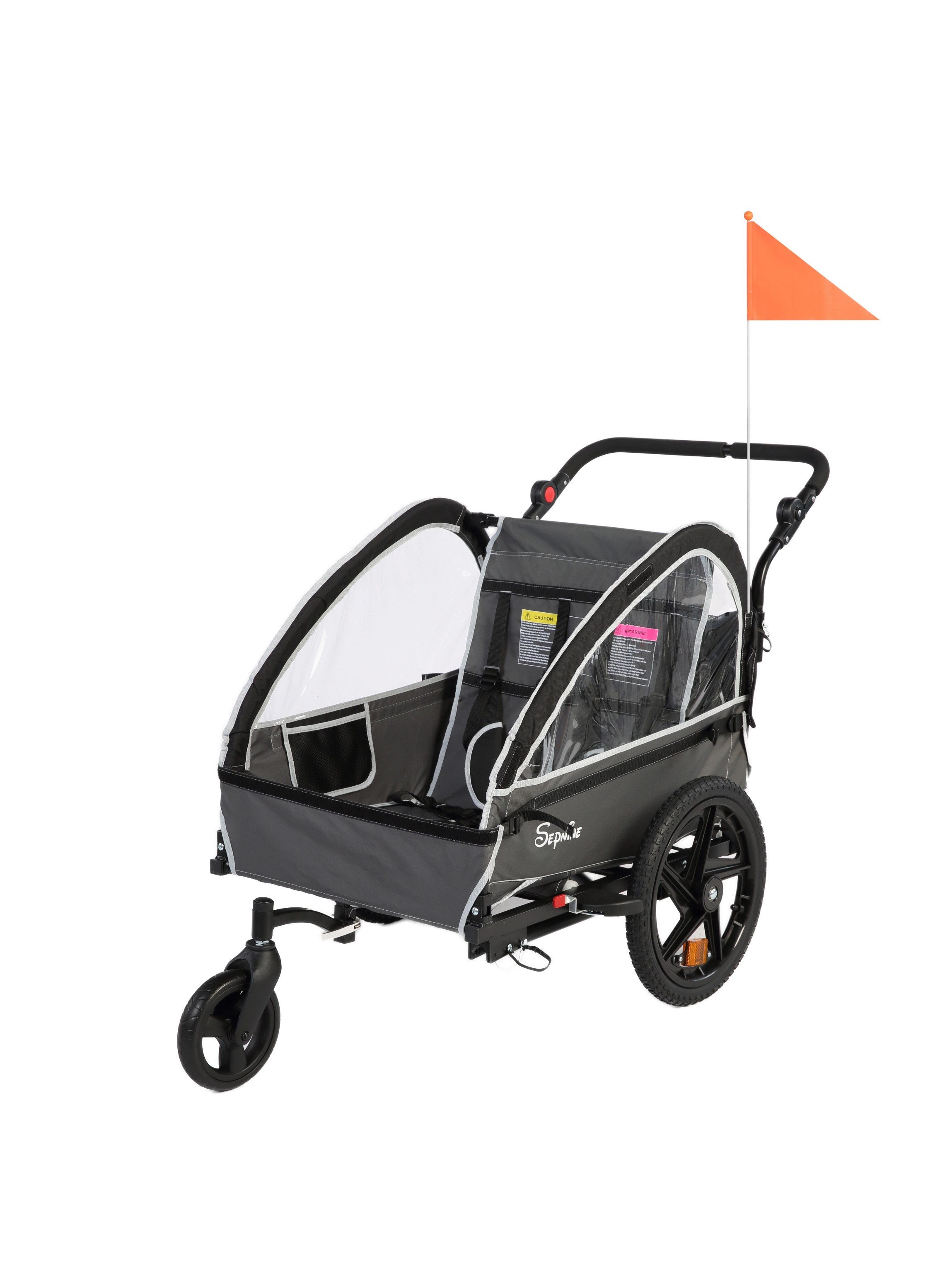 Kids Bike Trailer, 2 in 1 Canopy Carrier Converts to Stroller (BT609V2)