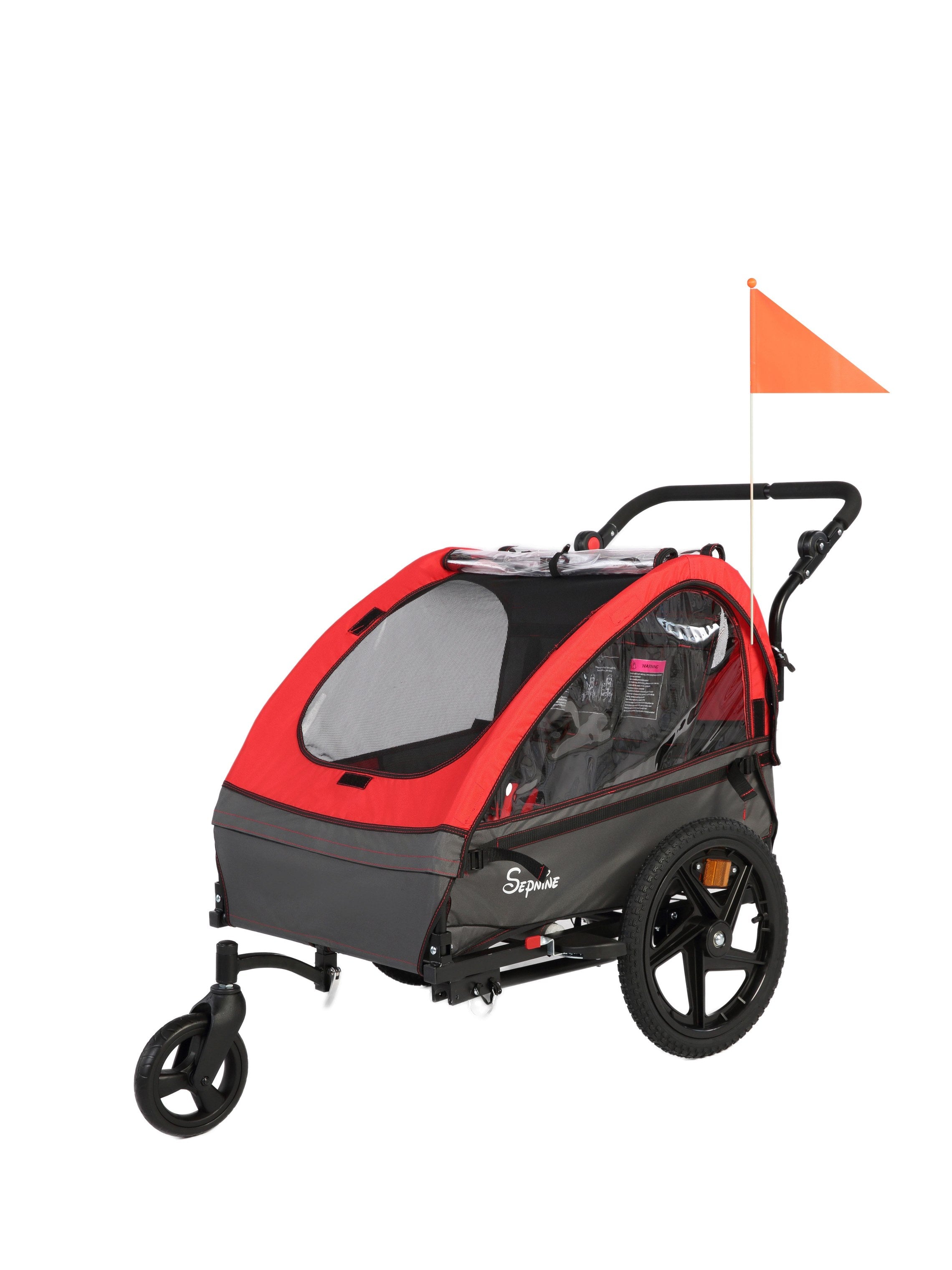Kids Bike Trailer, 2 in 1 Canopy Carrier Converts to Stroller (BT609V2)