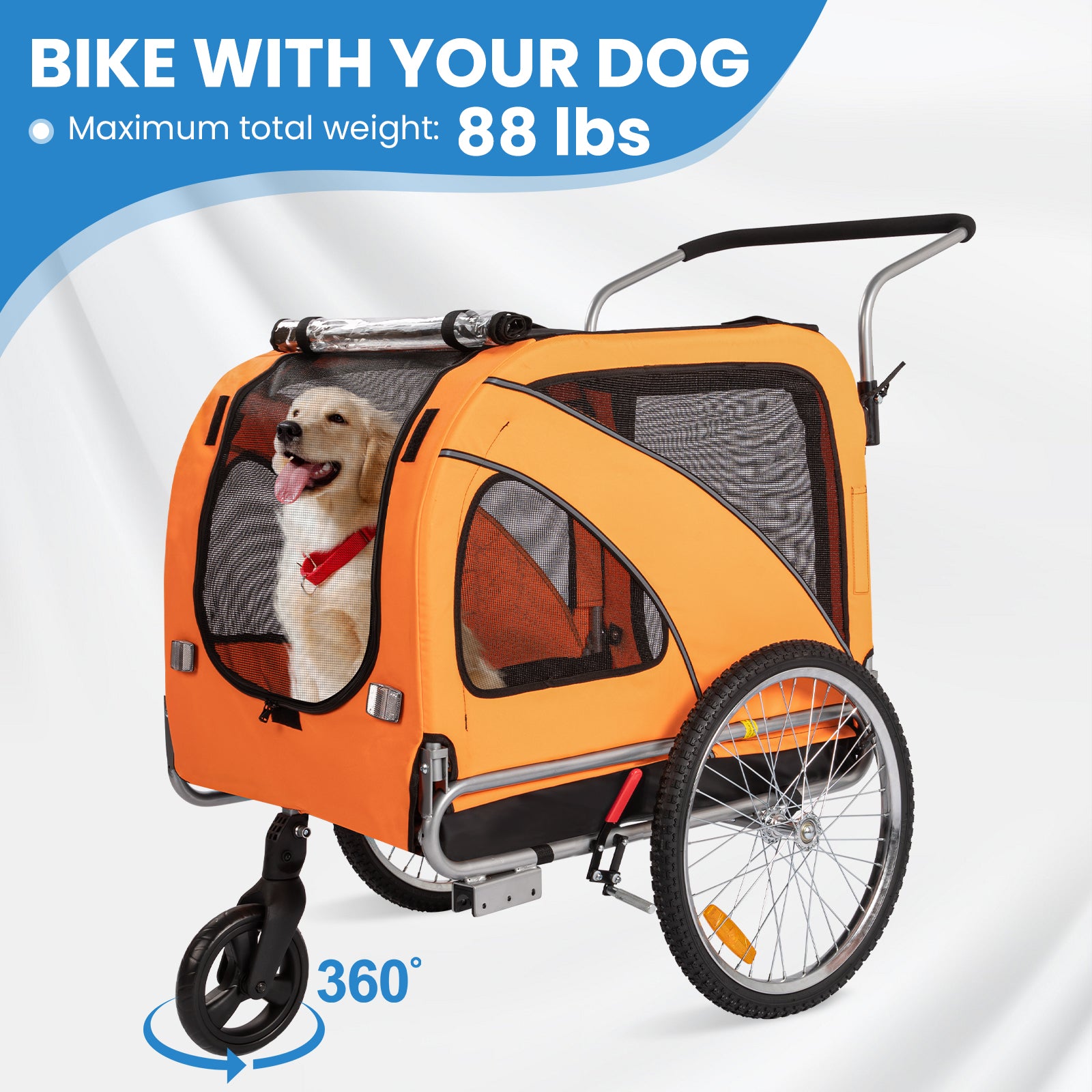 Dog Trailer Bicycle 2-in-1 with Handbrake and Reflectors (10202NS)