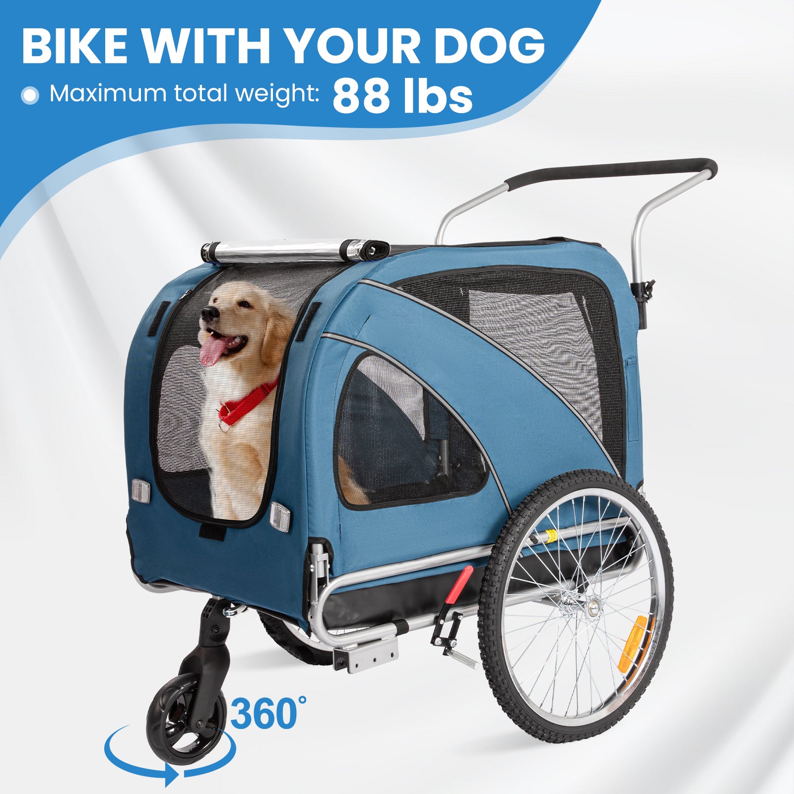 Dog Trailer Bicycle 2-in-1 with Handbrake and Reflectors (10202NS)