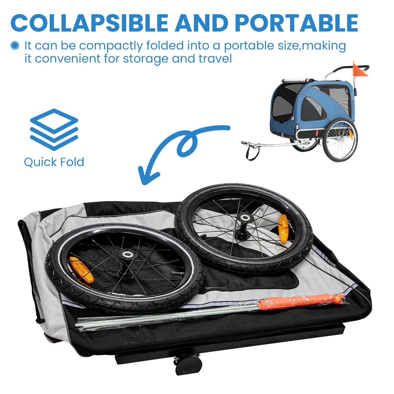 Dog Trailer Bicycle 2-in-1 with Handbrake and Reflectors (10202NS)