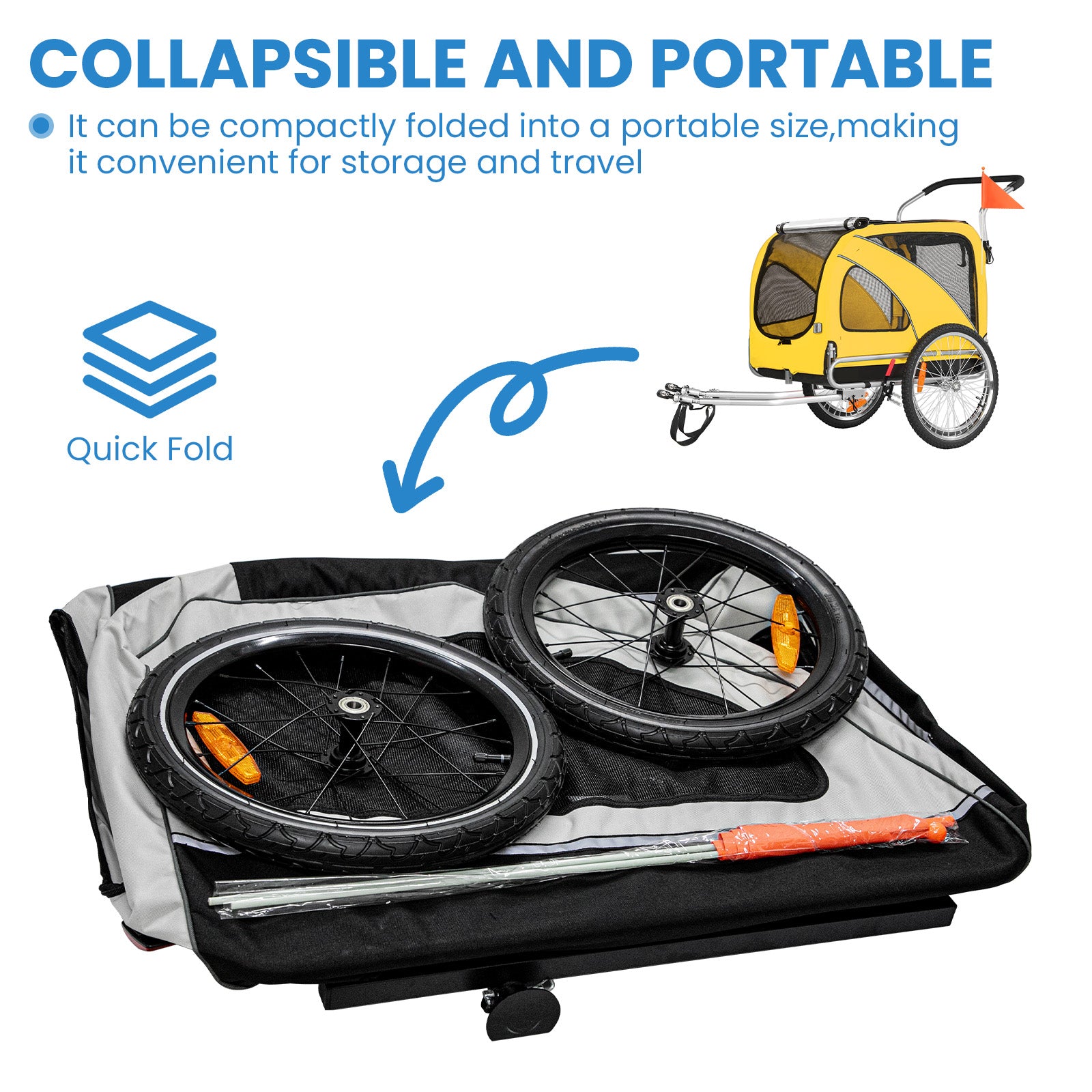 Dog Trailer Bicycle & Jogger 2-in-1 with Handbrake and Reflectors (10202B)