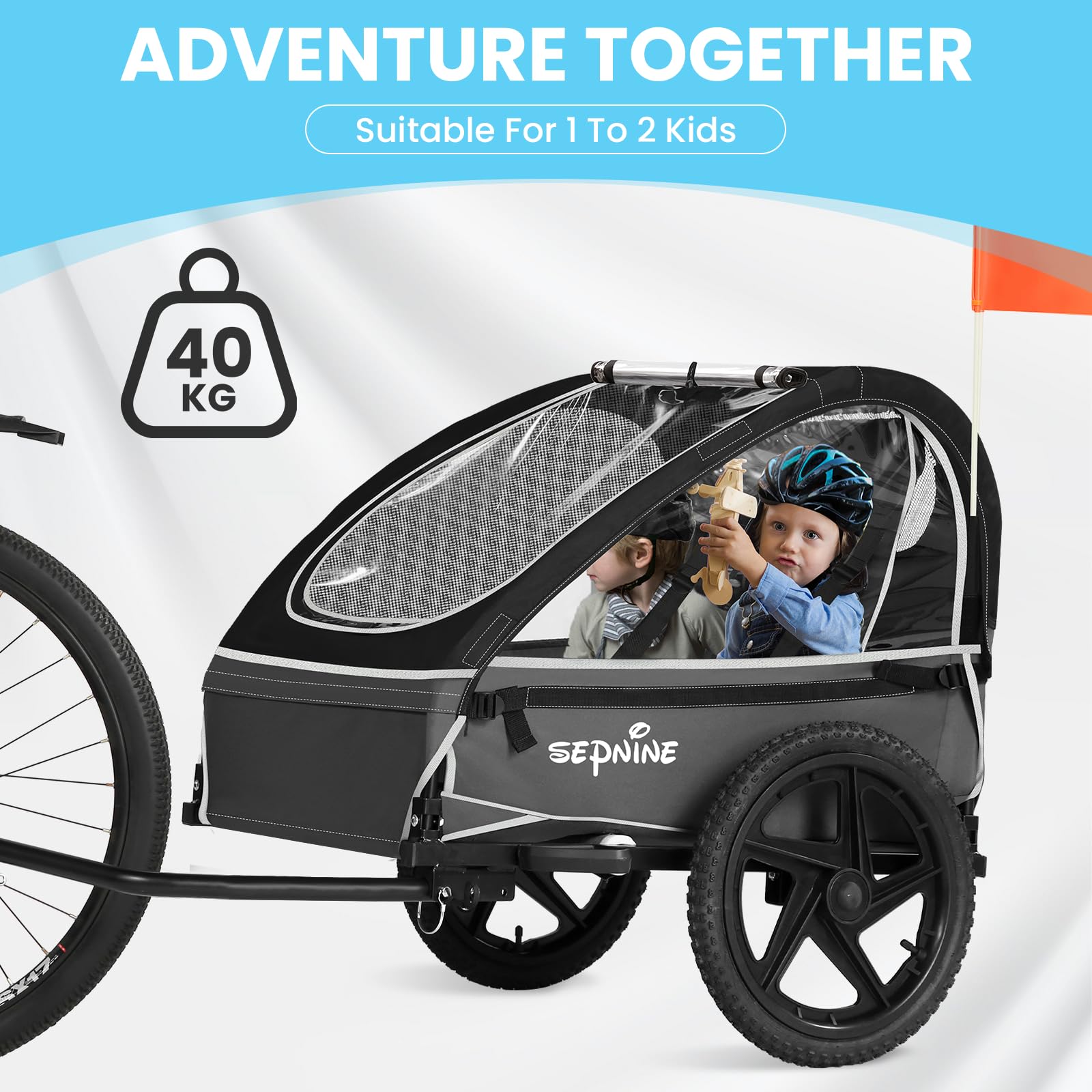 Bicicleta con remolque para 2 niños (BT609)