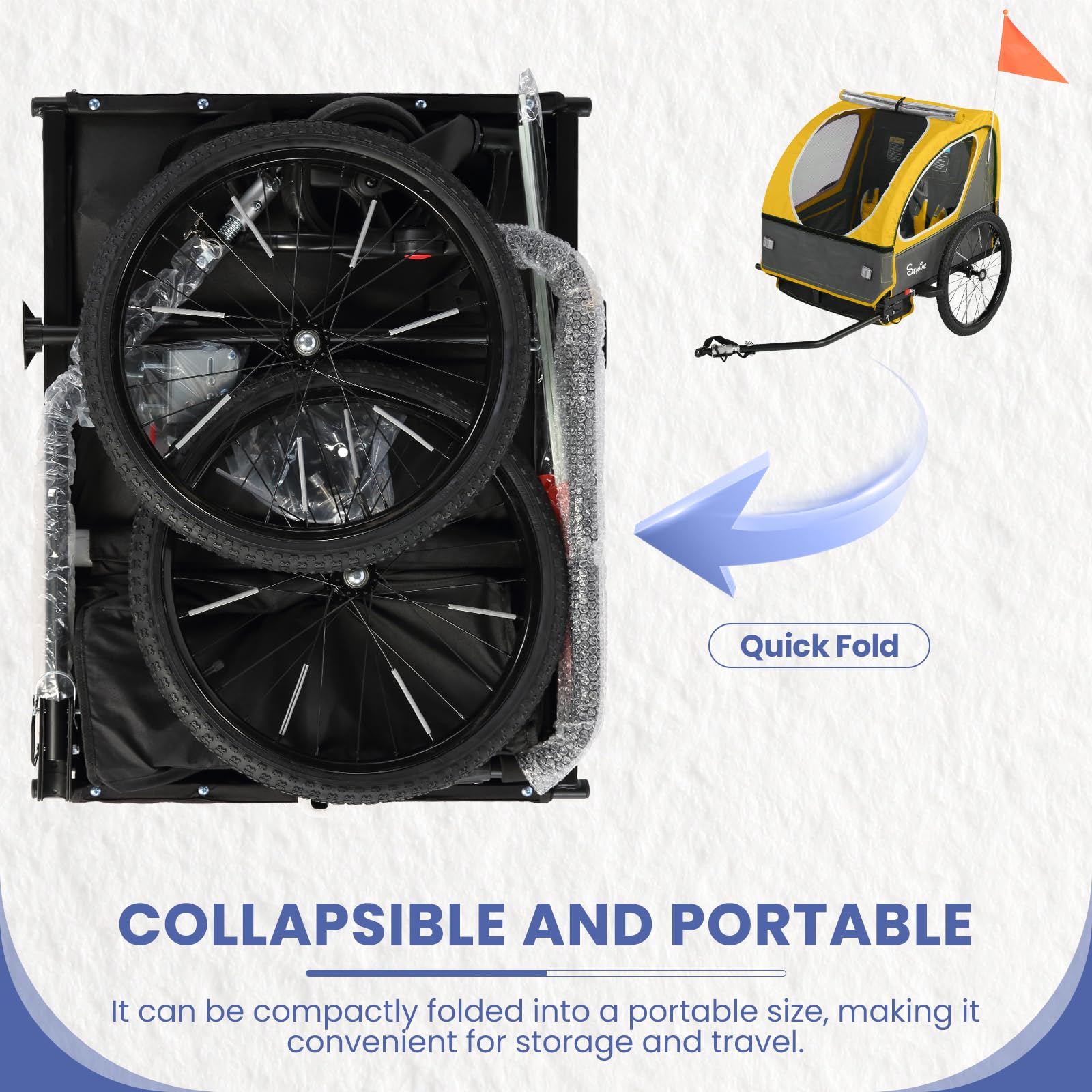 Kids Bike Trailer, Quick Attach to Bike, Foldable, with 5-Point Harness (BT921)