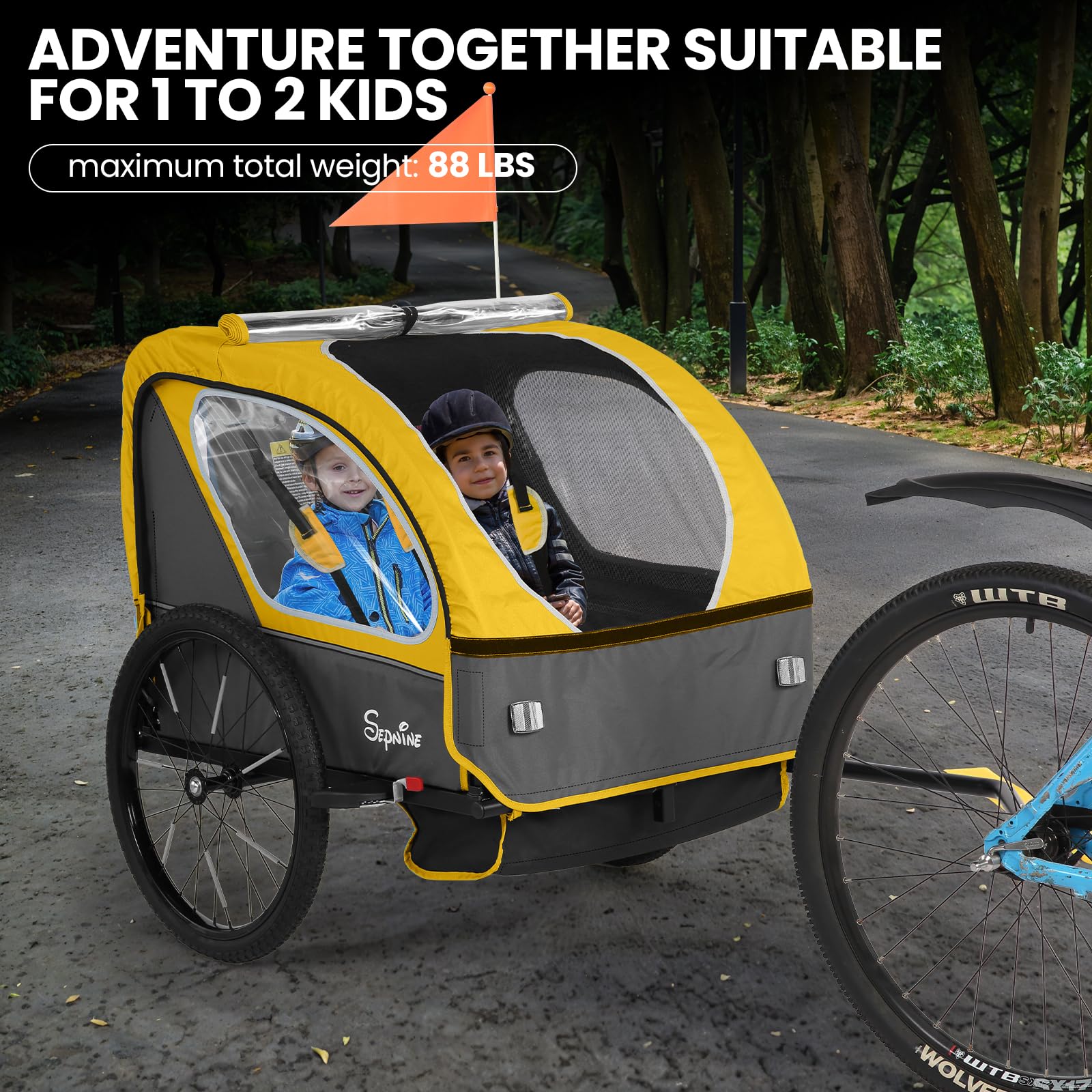 Kids Bike Trailer, Quick Attach to Bike, Foldable, with 5-Point Harness (BT921)